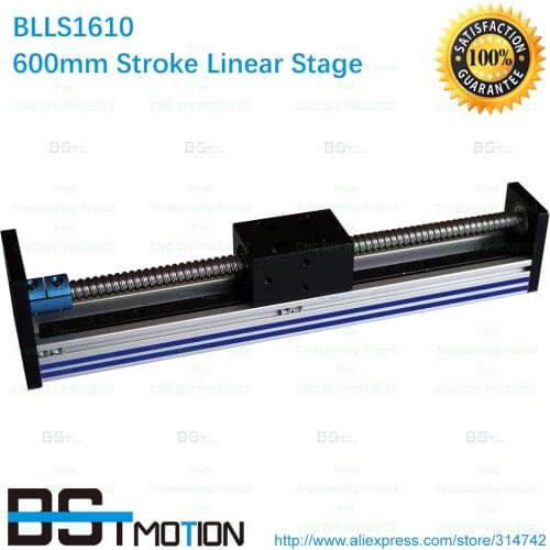 SFU1610 10mm Lead 600mm Stroke Length Linear Motion Stage Module for CNC X Y Z Axis BLLS 1610 0.03mm accuracy