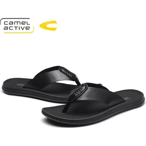 Camel Active 2018 New Arrival Summer Handmade PU Leather Slippers Men Shoes Casual Fashion Male Flip Flops Beach Brand Shoes