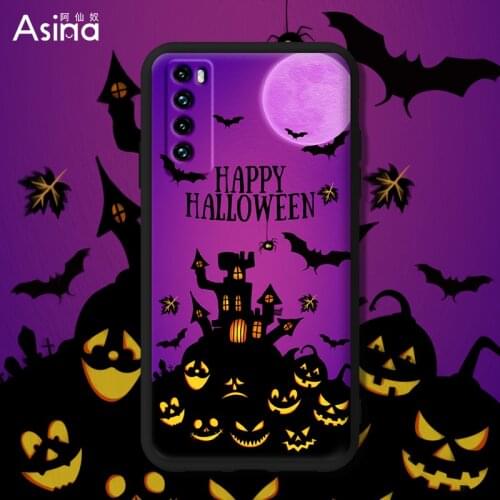 ASINA Liquid Silicone Case For Huawei Nova 7 8 6 Pro Cover Cartoon Bumper Halloween Cover For Nova 3 3i 4 5t 5z Soft Shell Capas