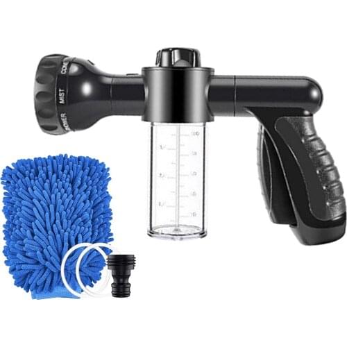 Garden Hose Nozzle High Pressure Foam Sprayer with Soap Bottle Showering Pet