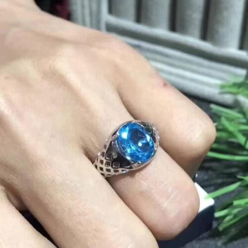 Natural And Real Topaz Man ring 925 sterling silver Wholesales Fine jewelry Man ring