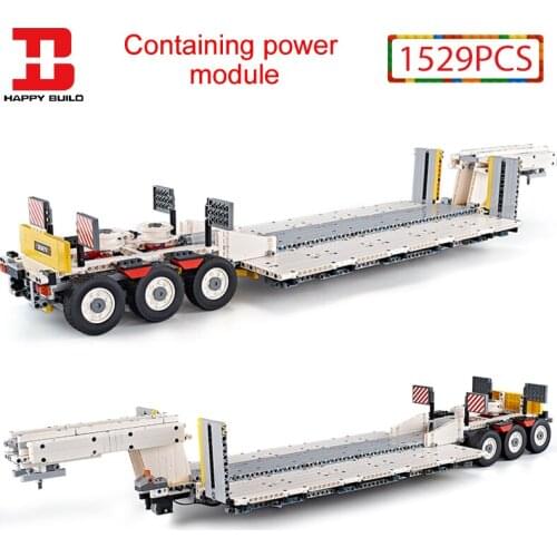 Happy Build Technical City Electric Auto Parts Truck Pallet Building Blocks Trailer Engineering Vehicle Bricks Toys For Children