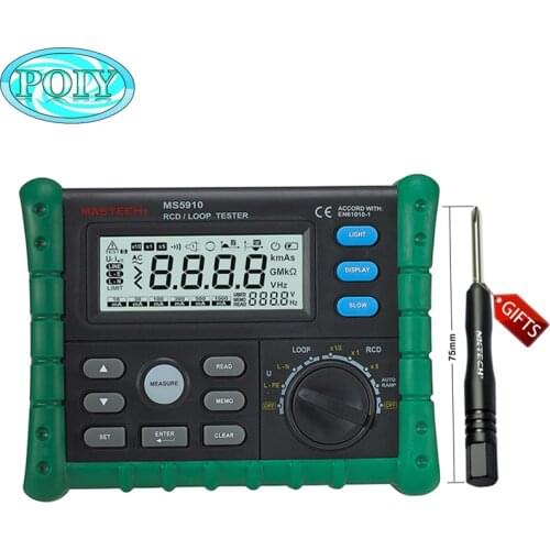 MASTECH MS5910 RCD/Loop Resistance Tester Circuit Trip-out Current/Time Detector with USB Interface