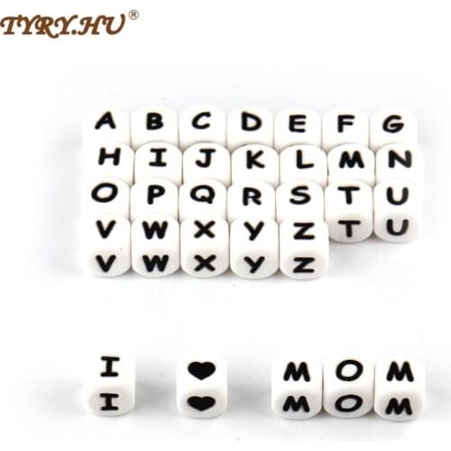TYRY.HU 100Pcs Silicone Alphabet Letter Beads Silicone Beads Food Grade BPA-Free Baby Teething Toy Pacifier Chain Accessories