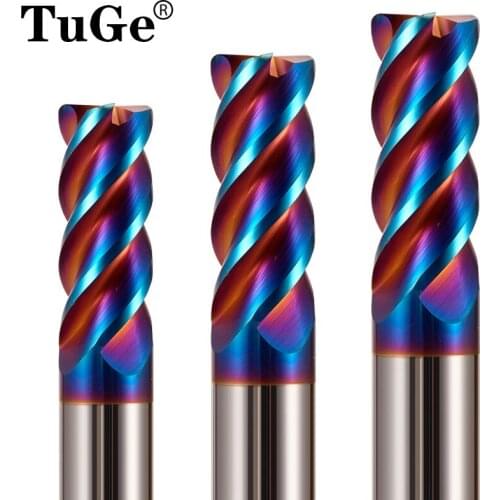 TuGe high quality HRC65 CNC tools 4 flute corner rounding end mills shank 6 carbide tungsten metall milling cutter for steel