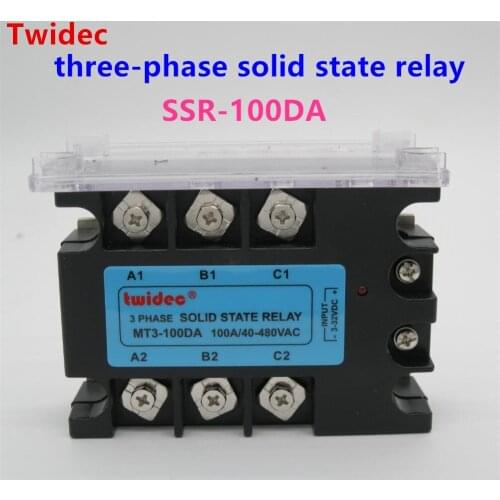 High quality Three Phase Solid State Relay SSR-100DA Relay 3-32VDC to 30-480VAC SR Relay Solid State Three Phase dc to ac Rele