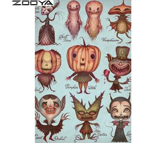 Zooya 5D Diamond Painting Monster Face Full Square/Round Diy Diamond Embroidery Cartoon Character Home Decor Mosaic Halloween W5