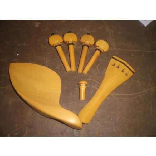 1 Set of Boxwood Violin Fitting 4/4 with chinrest pegs ends
