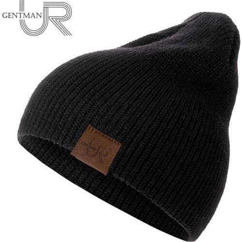1 Pcs Beanie Hat URGENTMAN PU Label Casual Winter Hats For Men Women Fashion Knitted Hat Solid Hip-hop Beanie Hat Unisex Cap