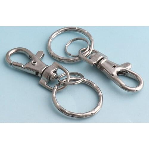 10pcs 38*9mm Silver Swivel Clasp with keyrings Snap Hook Metal Lobster Clasp key chains Lanyard Hook Bag Hardware