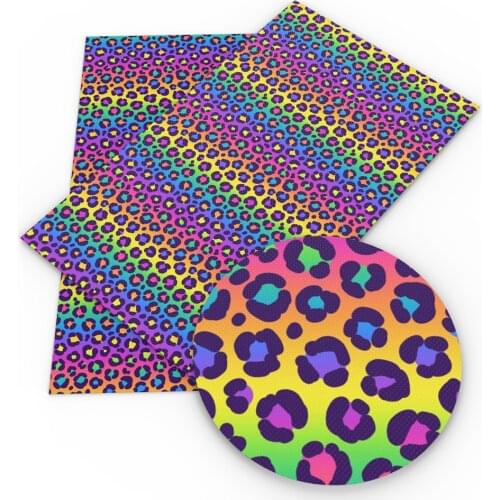 20*33cm Ordinary Rainbow Color Leopard Faux Synthetic Leather Fabric For Bows Leather Sheets Crafts DIY Handmade Material,c16187
