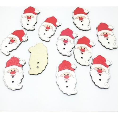 300pcs 20x34mm Wood Santa Sewing 2 Holes bUTTONS Christmas Snowman Button Embellishments Scrapbooking Crafts