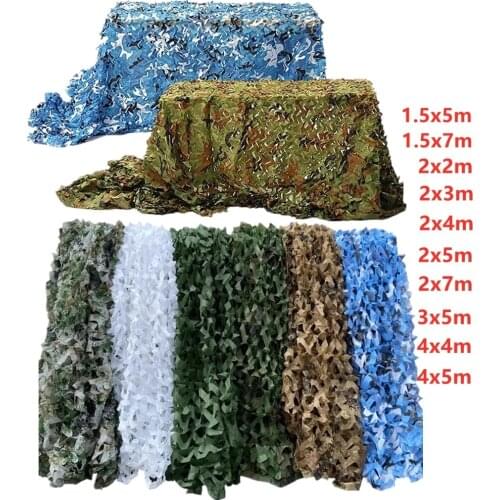 4m x 2m / 5m x 2m / 7m x 2m Military Camouflage Hunting Nets Forest Training Army Camouflage Net Car Cover Tent Sun Shade Shelte
