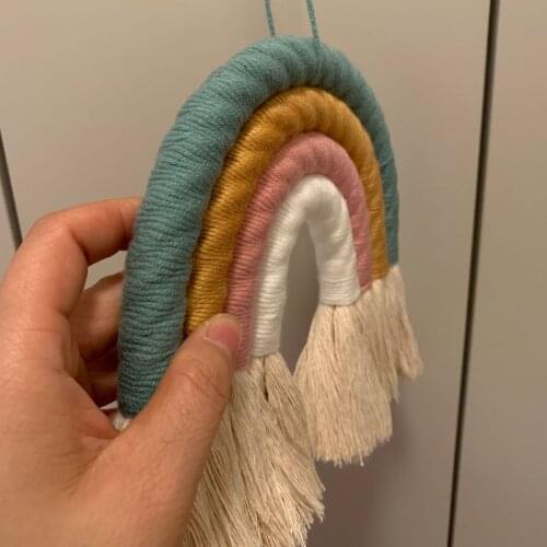 4 Layers Macrame Rainbow Wall Decor for Bedroom Nursery Baby Kids Rooms Colorful Tapestry Rope Woven Tassel Wall Hanging Toys