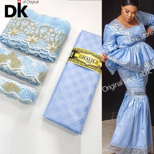 7.5+5 Yards 2021 High Quality Swiss Voile Laces African Bazin Riche With Ribbons For Needlework French Party Dress Material