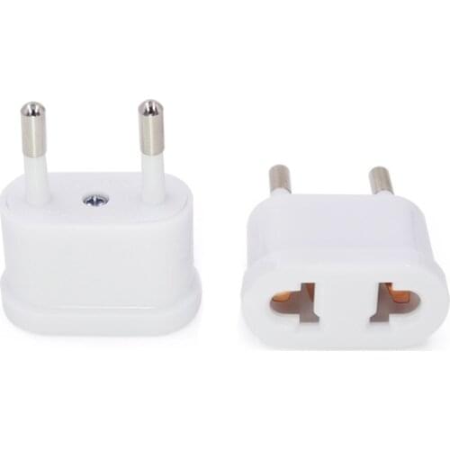 1PCS US To EU Travel Power Adapter Plug Converter 2 Round AC Electrical Socket