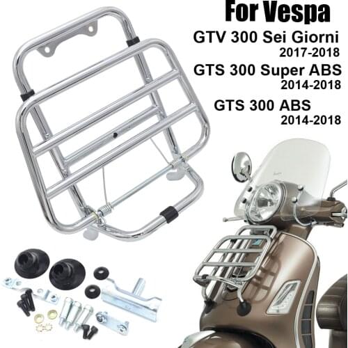 Stainless steel Black Front Luggage Rack For Vespa GTV 300 Sei Giorni GTS 300 Super ABS 2014-2018