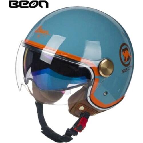 BEON Electric Motorcycle helmet 3/4 open face Colorful Double Lens woman man Motocross Scooter Accessories M L XL