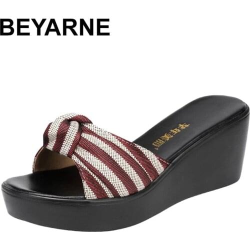 BEYARNE 6cm Wedges Heel Sandals Women Wear Fashion 2021 New Thick Bottom Platform Open Toe High Heel Sandals