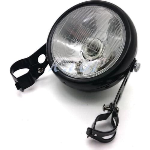 ZORBYZ Motorcycle Retro Black Metal Front Headlight WIth 28-41mm Fork Mount bracket For Honda Harley Cafe Racer Bobber Chopper