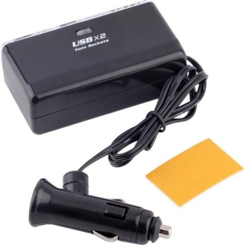 Double 2 USB Port Charger & 2 Way Car Charger Cigarette Lighter Socket Splitter Adapter encendedor coche