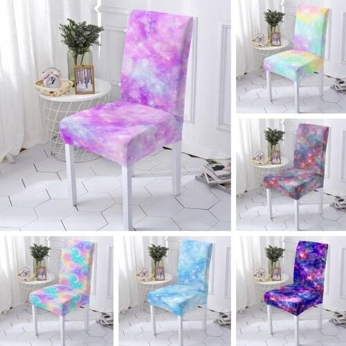 Galaxy Elastic Print Dining Chair Cover Removable Anti-dirty Kitchen Seat Case Stretch Chair Slipcover for Banquet Wedding Party