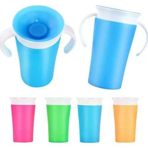 260ml 360 Rotary Baby Learning Drinking Cup Silicone Leakproof Water Bottle with Handle Drinking Bottles for Kids Drinkware