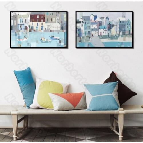 City Clusters Picture Unframed Wall Murals Abstract Landscape Canvas Figure Painting Posters for Living Rooms Decoration
