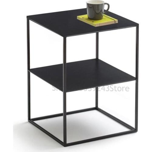 Customized Nordic Double Glass Small Coffee Table Living Room Sofa Side Table Square Side Table Bedroom Bedside Mini Storage Cab