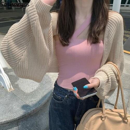 Cardigan Women Hollow Out Solid Sun Protection All-match StreetWear Womens Sweater Outerwear Fashion Simple Elegant Chic Ulzzang