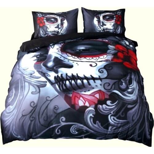 Home Decor Queen Size Duvet Cover Set ,Melancholy Woman With Flowers Fantasy Gothic Mystery Halloween,Bedding Set Bedclothes