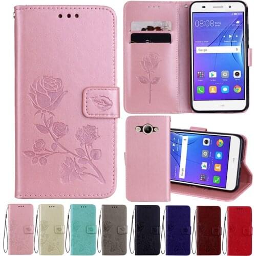 Leather Case For Huawei Y3 2017 Cases For Y5 Lite 2017 Wallet Cover Flower Design Phone Case for Huawei Y3 2017