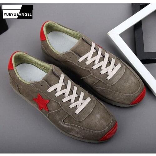 Men Flat Sneakers Mixed Colors Retro Cow Suede Work Safety Shoes Spring Autumn Lace Up Street Outdoor Casual Shoes Trainers
