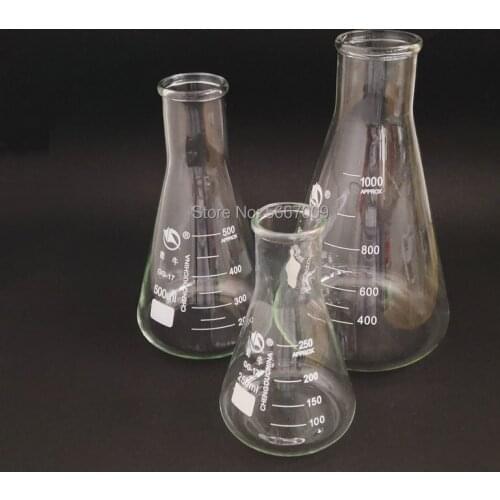 1set (250ml, 500ml, 1000ml) Laboratory Borosilicate Glass Flask Wide Neck Conical Triangular Flask