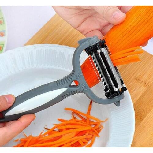 Multifunctional 360 Degree Rotary Potato Peeler Vegetable Cutter Fruit Melon Planer Grater Kitchen Gadgets with 3 Blades