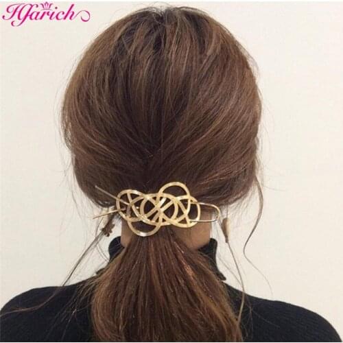 Hfrich Fashion Alloy Geometric Irregular Round Shape Hair Accessories Hairpin Hair Stick Headwear for Women Girls Simple Style