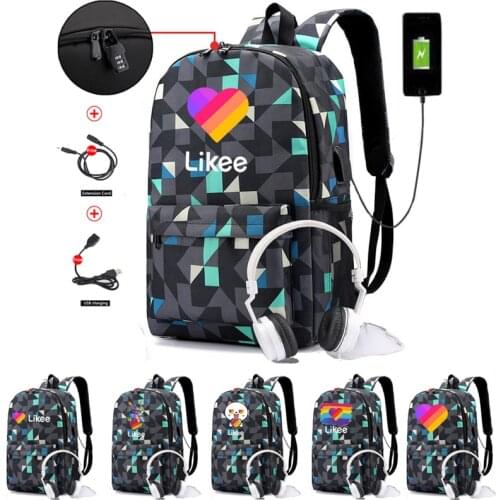 Fashion New Canvas Likee Backpack For School Boys Girls Anti-theft Backpack USB Charging Waterproof Men Bags Laptop Travel Bag