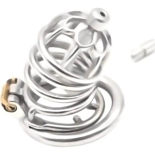 Mens Stainless Steel Chastity CB Penis Lock Cage with Catheter Anti Falling Ring JJ Birdcage Metal Penis Lock Chastity Device