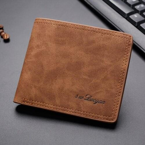 Men Retro Frosted Wallet Male Purse Credit Card Holder Solid Color Short Wallet PU Leather Purse and Wallet Card Holder Carteira