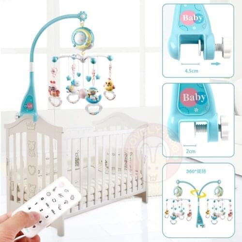 Musical Baby Crib Mobile Toy Lights Music-Box Star Projector Hanging Rotating Bell Timing Projection for Baby Shower Gift