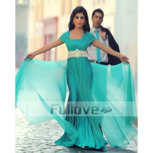 Mint Green Beaded Pearls Evening Dress Long 2019 Crystal Mermaid Formal Evening Party Dresses Gown Vestido De Festa Abendkleider