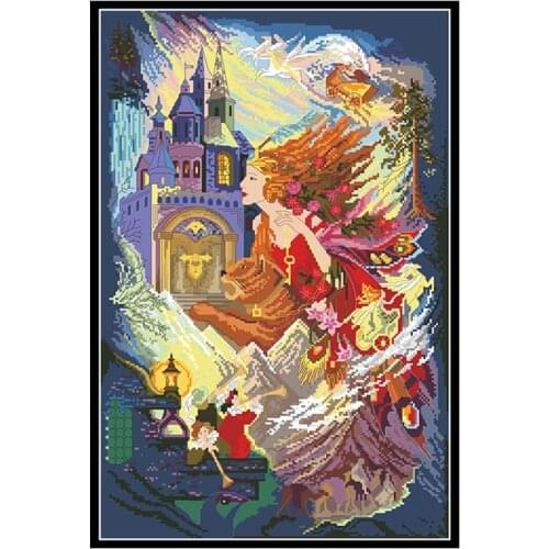 Magical Castle Counted Cross Stitch Kits Printed Canvas For Needlework 11CT 14CT DIY Embroidery Sets Crafts Home Decor Paintings