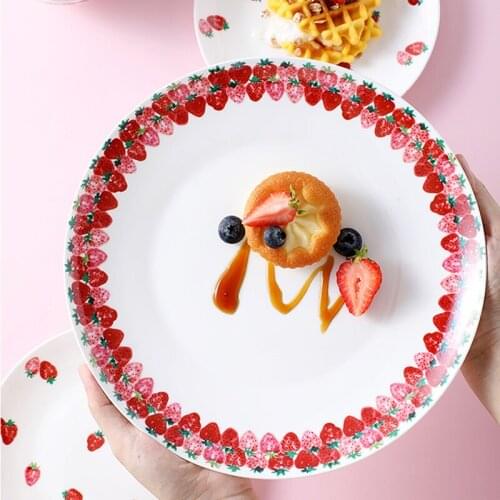 Nordic 8-inch Round Plate Household Dish Plate Breakfast Plate Steak Plate Salad Plate Creative Cute Living Room Tableware