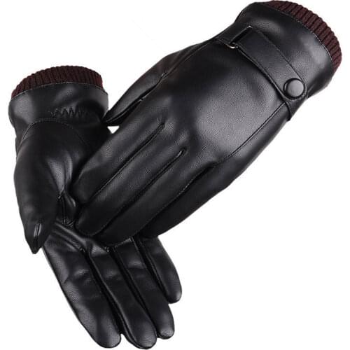 New Fashion Men Women Leather Glove Windproof Waterproof Touch Screen Winter Warm Fleece Mitten