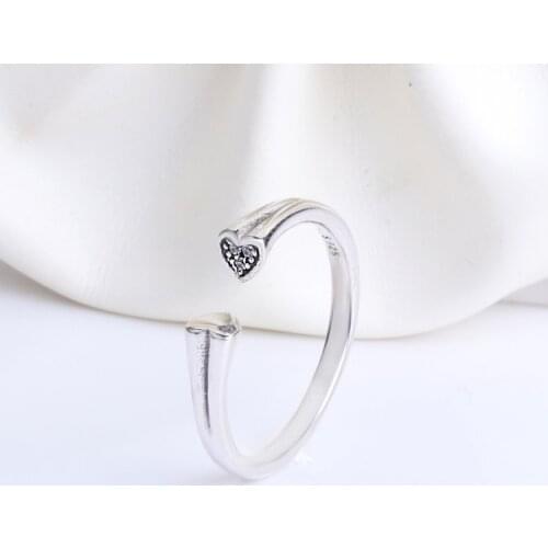 New Open Heart 925 Sterling Silver Pan Ring