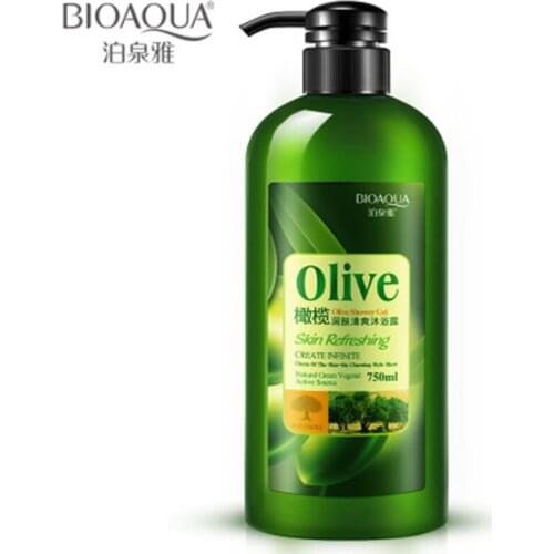 BIOAQUA 750ml Olive Refreshing Moisturizing Shower Gel Cleaning Exfoliator Smoothing Hydrating Long lasting Fragrance Body Wash