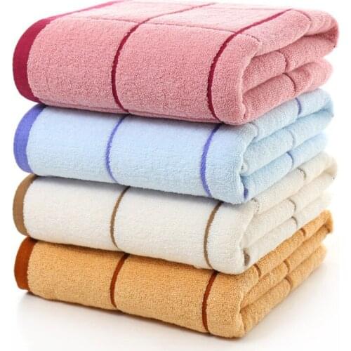 2018 New Cotton Towel Large Grid Striped Bath Towel Swim Soft Absorbent Drying Cloth SPA Bathroom Beach Terry Towels for Adults