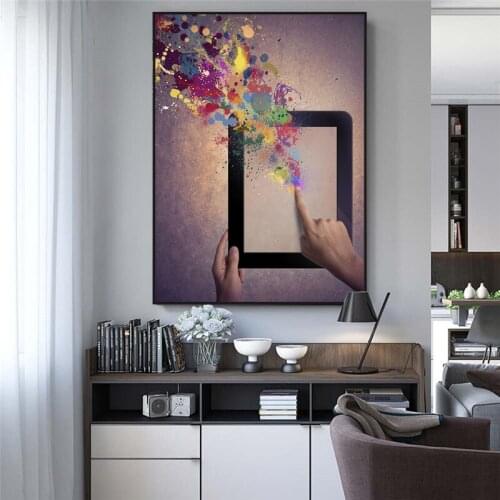 Abstract Finger Touch The Screen Posters and Print Picture Colorful Graffiti Canvas Painting Wall Art for Bedroom Decor Painting