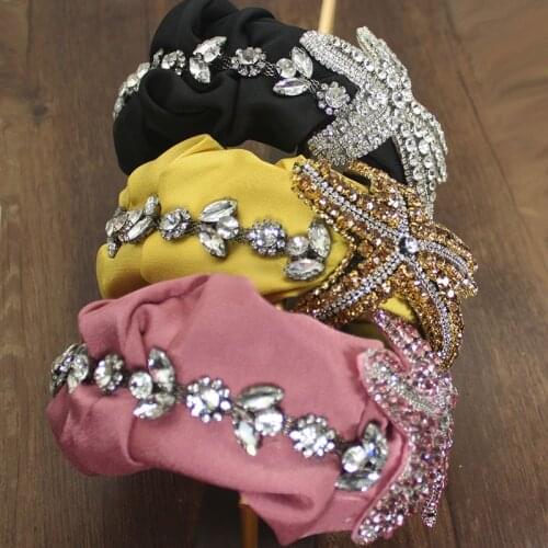 Handmade Baroque Rhinestones Headbands Bohemian Big Full White Pink Crystal Starfish Crown Hairband Wedding Party Wide Headwear