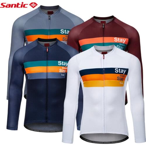 Santic 2021 Summer Cycling Jersey Long Sleeve Cycling MTB Breathable Cycling Tops Men Cycle Jerseys Heat Absorption Quick Dry